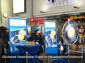 Glücksrad Gewinnspiel Event im Hauptbahnhof Dortmund Glücksrad Gewinnspiel Event im Hauptbahnhof Dortmund
