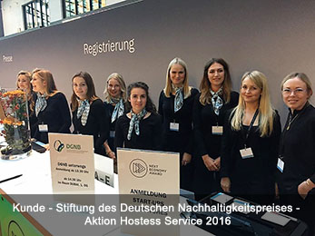 Kunde - Stiftung des Deutschen Nachhaltigkeitspreises - Aktion Hostess Service 2016 Kunde - Stiftung des Deutschen Nachhaltigkeitspreises - Aktion Hostess Service 2016