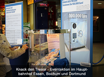 Knack den Tresor - Eventaktion im Hauptbahnhof Essen, Bochum und Dortmund Knack den Tresor - Eventaktion im Hauptbahnhof Essen, Bochum und Dortmund