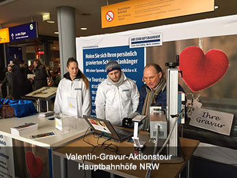 Valentin-Gravur-Aktionstour Hauptbahnhöfe NRW Valentin-Gravur-Aktionstour Hauptbahnhöfe NRW